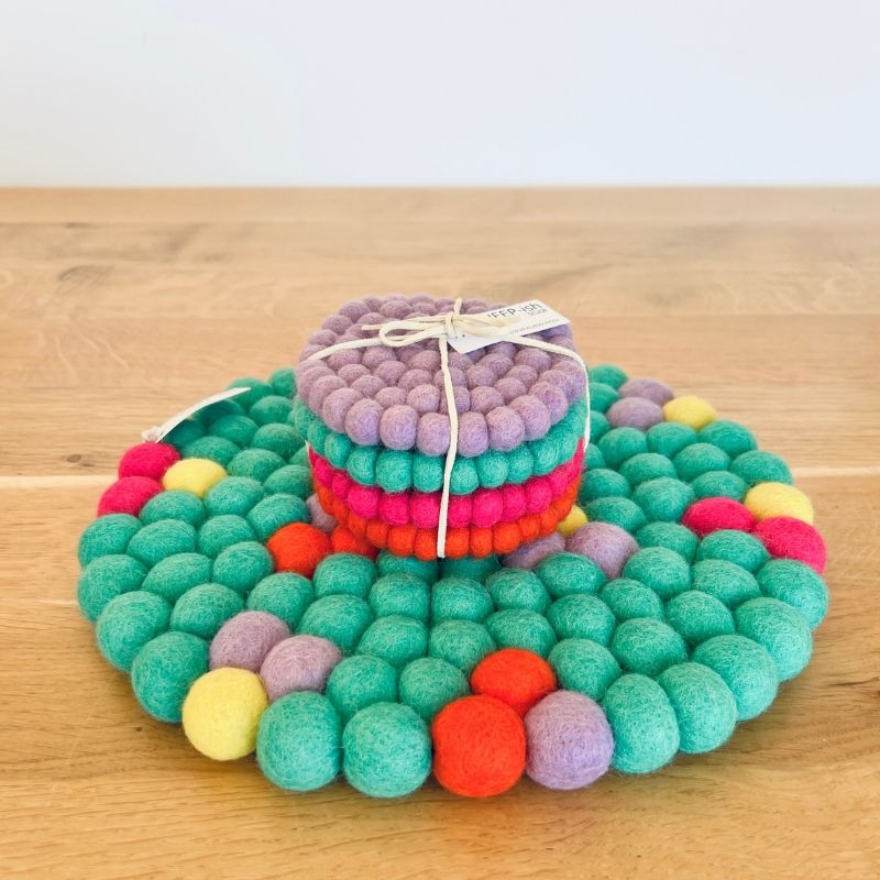 Felt Ball Coasters - set of 4