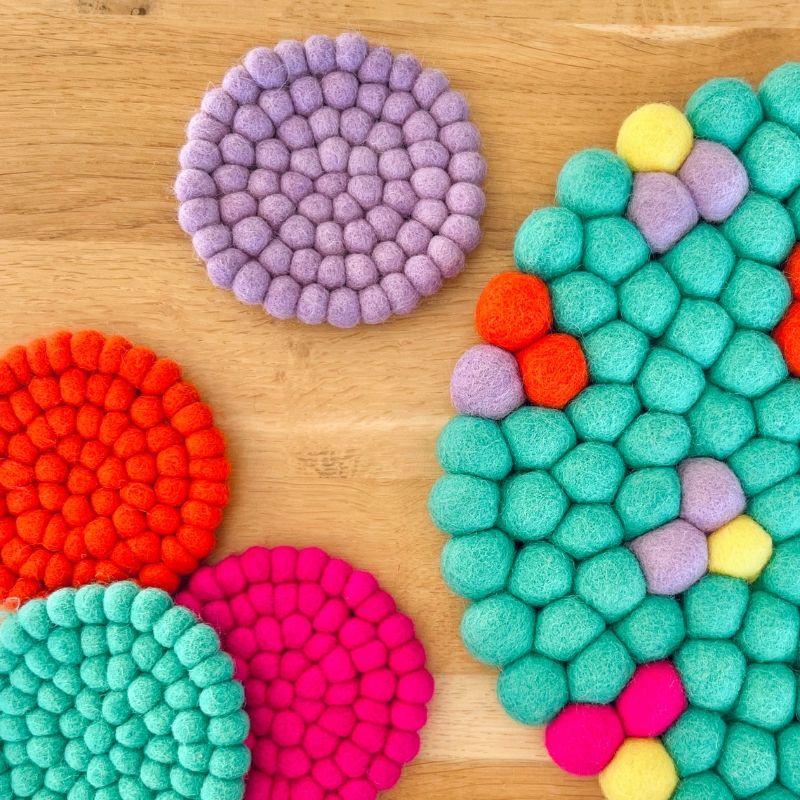 Felt Ball Coasters - set of 4