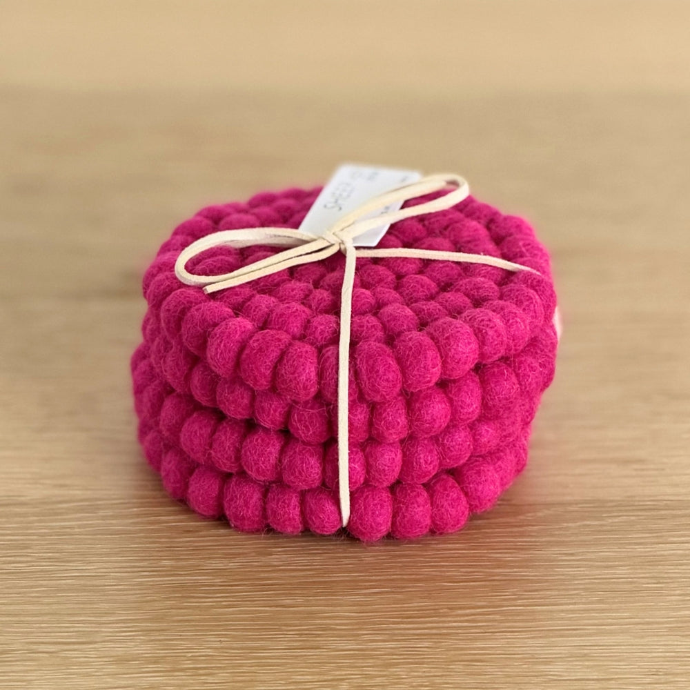 Felt Ball Coasters - set of 4
