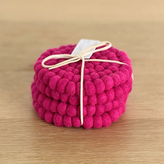 Felt Ball Coasters - set of 4